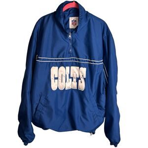 NFL Indianapolis Colts Quarter Zip Pullover Windbreaker Jacket XL FLAWED Lined